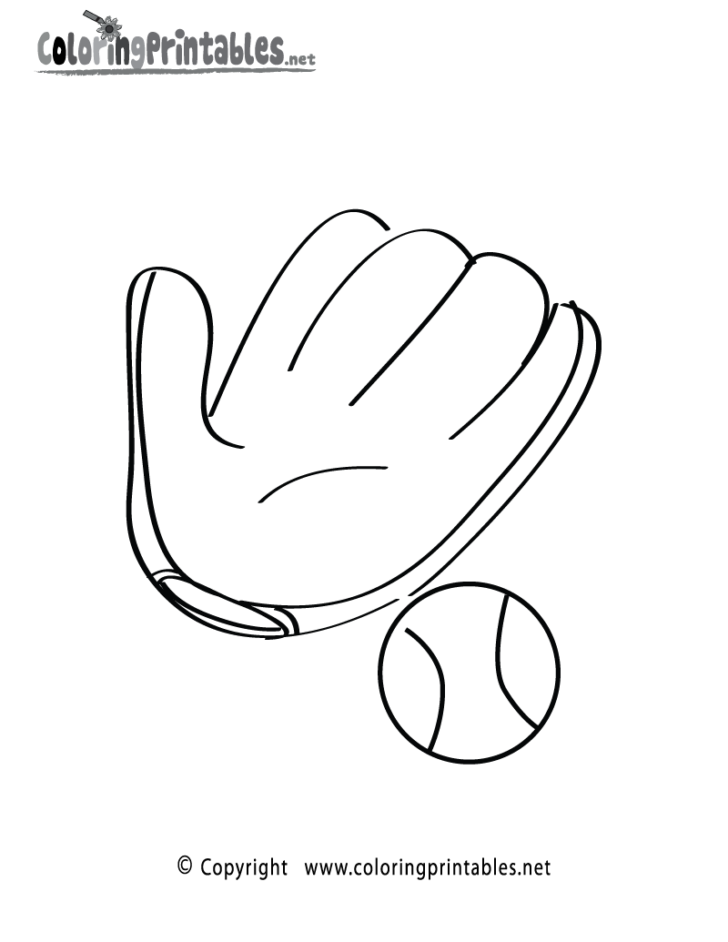 Baseball glove coloring page