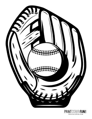 Baseball gear coloring pages balls bats mitts hats at