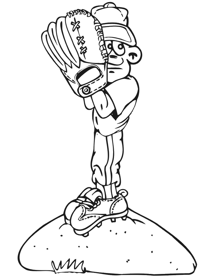 Printable baseball pitcher coloring page small boy