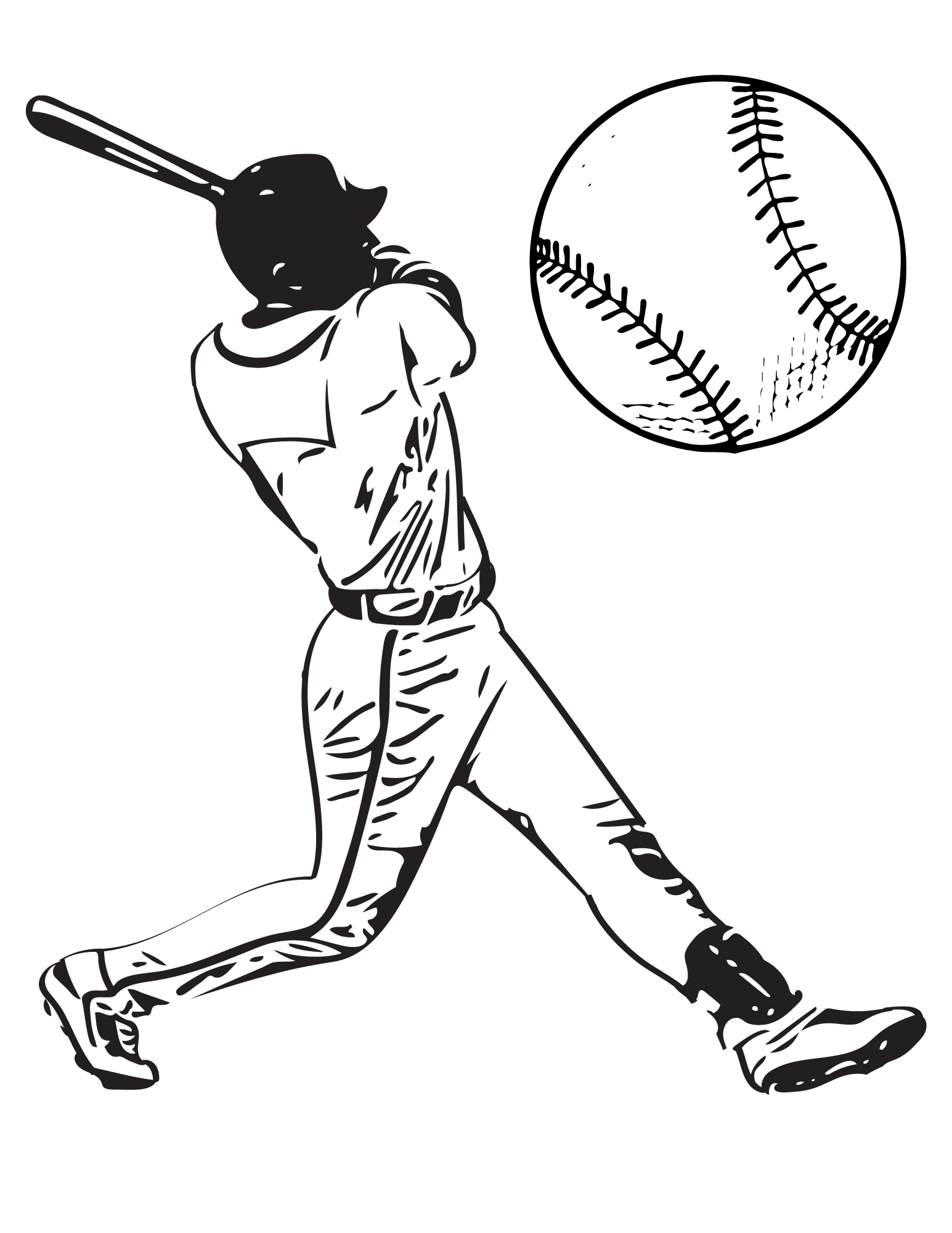 Free baseball coloring pages for kids and adults