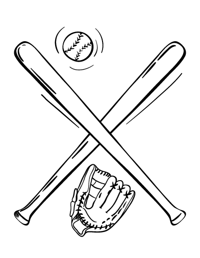 Free baseball bat coloring page