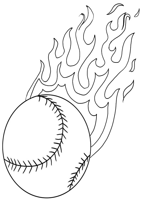 Coloring pages fire baseball coloring page