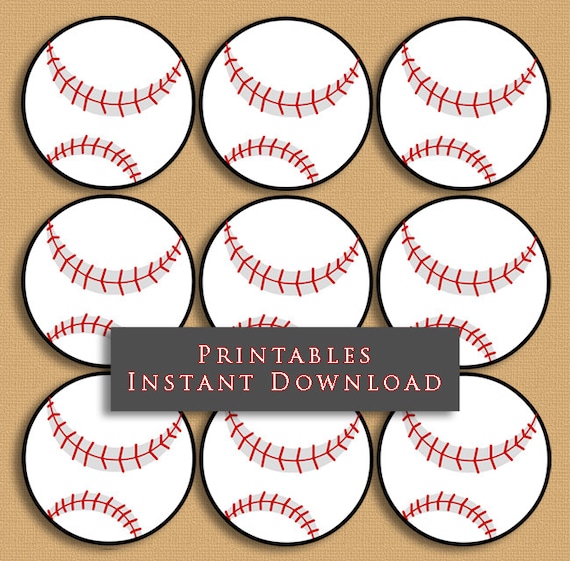Baseball printable cupcake toppers sports theme birthday party diy printable instant download