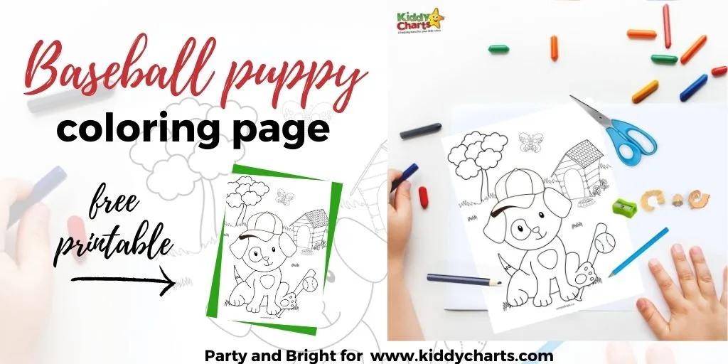 Baseball puppy coloring page