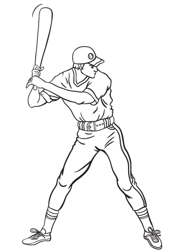 Free baseball player coloring page