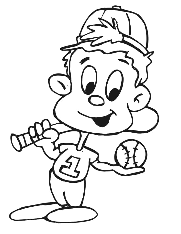 Baseball boy coloring page