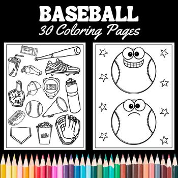 Baseball coloring pages by teachers helper tpt