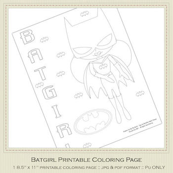 Batgirl printable coloring page by marlodee designs tpt