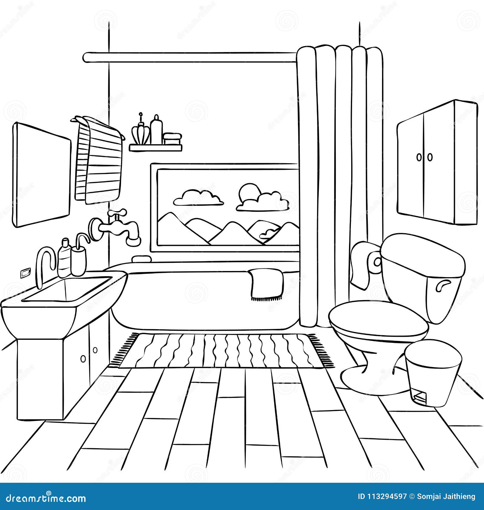 Bathroom coloring stock illustrations â bathroom coloring stock illustrations vectors clipart