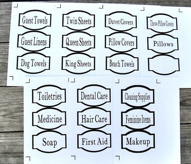 Bathroom labels linen closet labels printable organization labels