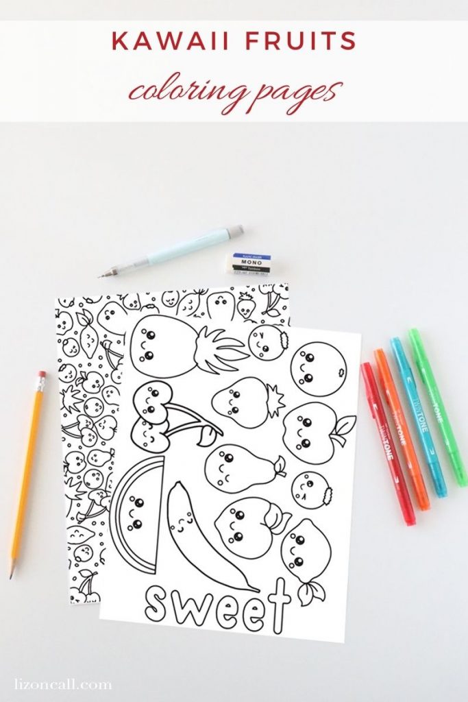 Kawaii fruit coloring pages â liz on call