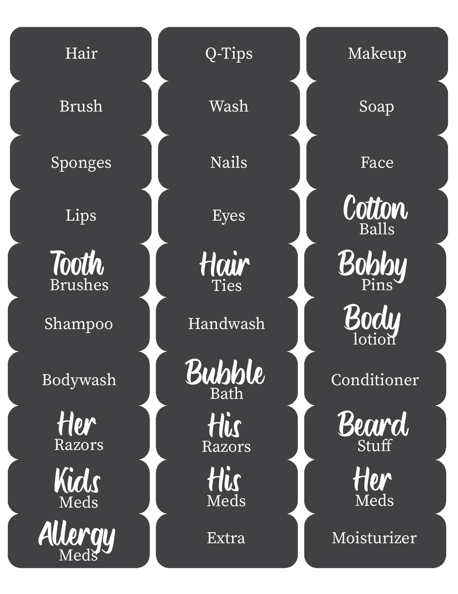 Bathroom labels preprinted stickers anizer beauty makeup storage de â