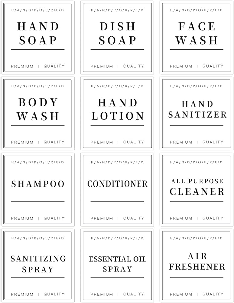 Pcs waterproof soap labels for glassplastic bottles farmhouse bathroomkitchen hand soap dispenser label stickers removable cleaning labels for soap lotion shampoo and conditioner home kitchen