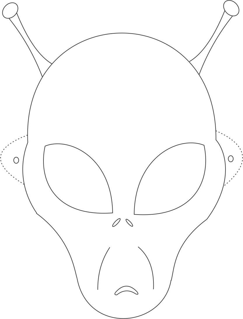 Alien mask printable coloring page for kids