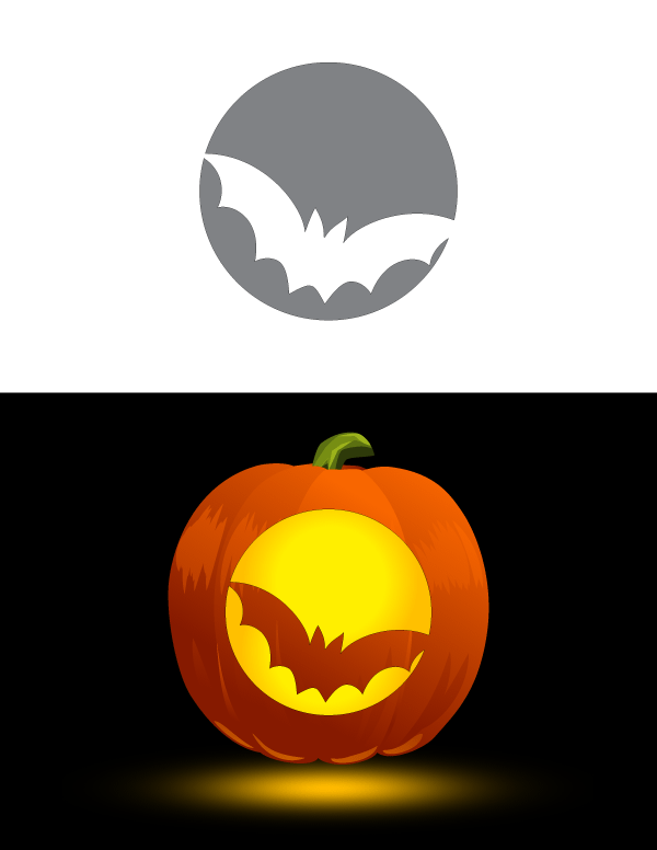 Printable bat and moon pumpkin stencil