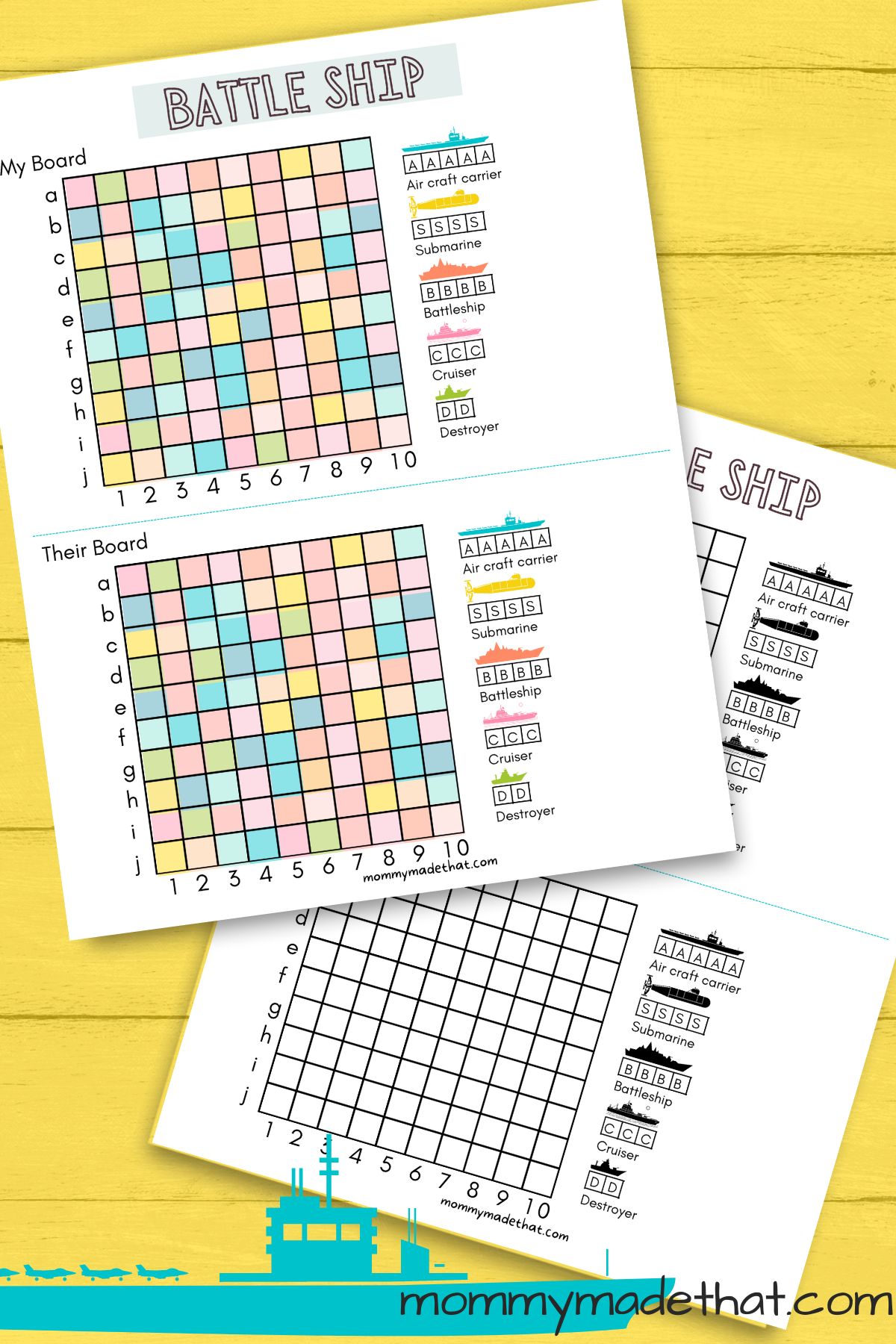 Printable battleship game free printable game boards