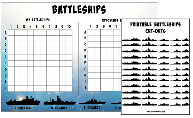 Printable battleships game board templates just family fun