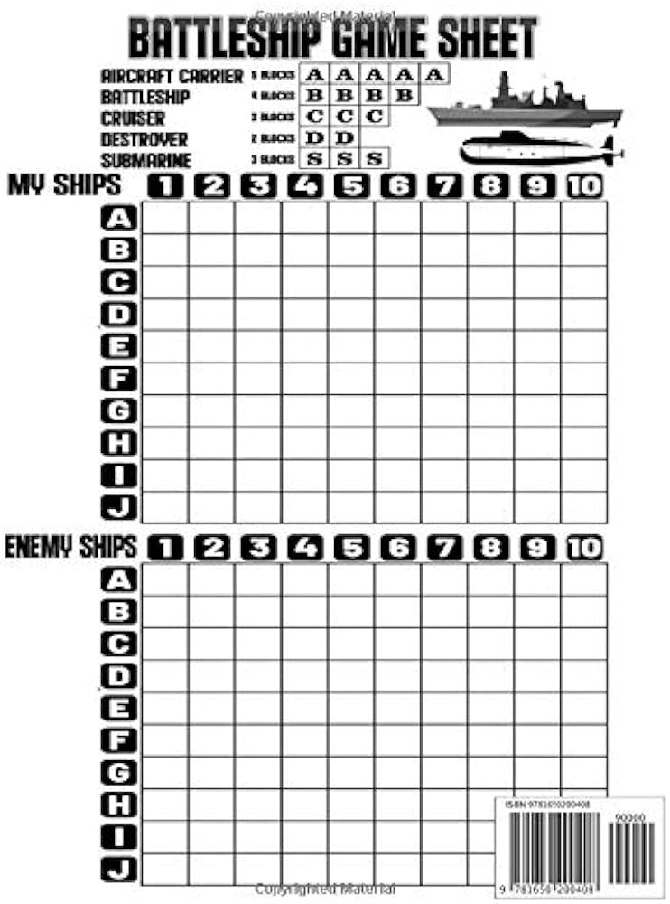 Battleship game sheets travel game sheets battleship board game naval bat game sheets craft game sheets board games logic brain teasers pages mcneil lori books