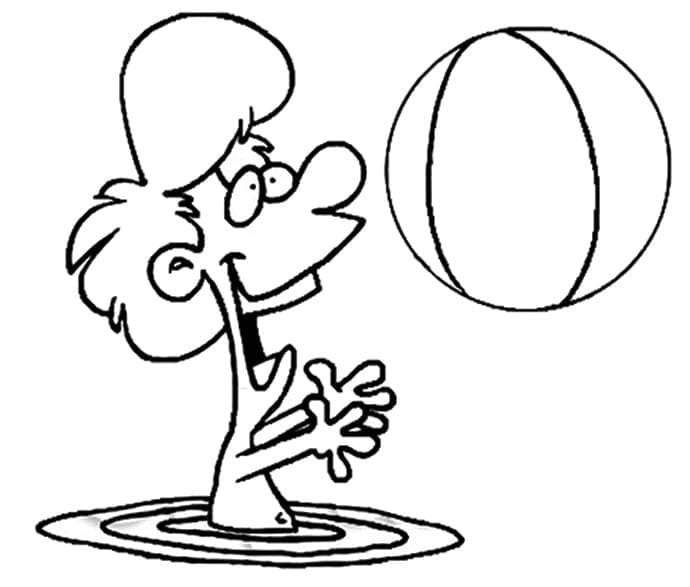 Boy with beach ball coloring page