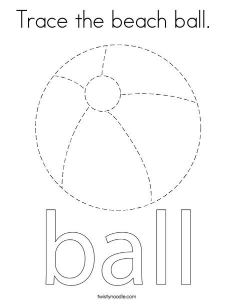 Trace the beach ball coloring page