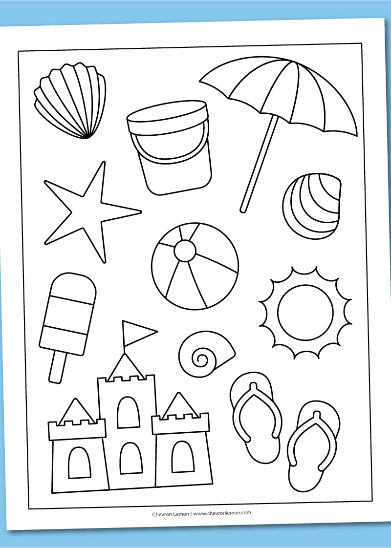 Printable beach coloring page