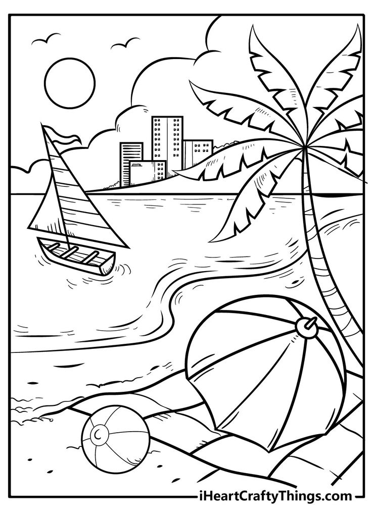 Beach coloring pages beach coloring pages summer coloring pages summer drawings