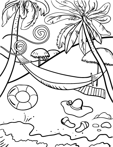 Free beach coloring page