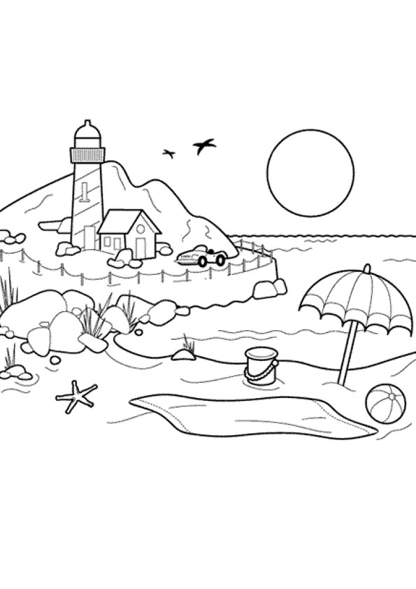 Coloring pages printable beach coloring page