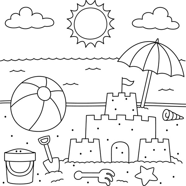 Thousand coloriage plage royalty