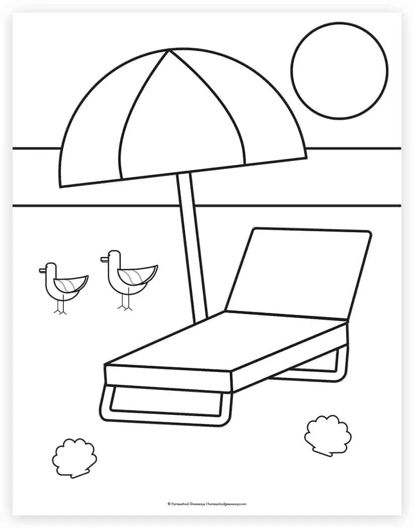 Beach coloring pages for kids to print for free