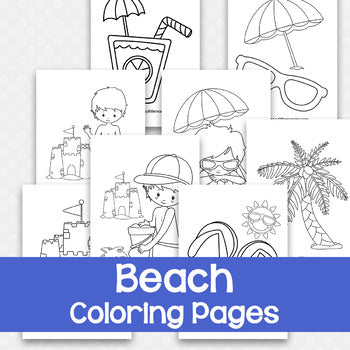 Beach coloring pages â messy little monster shop