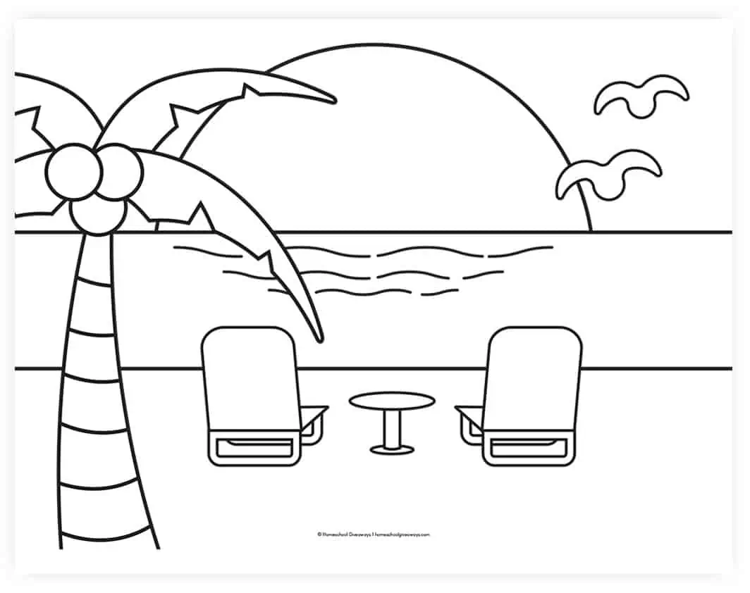 Beach coloring pages for kids to print for free