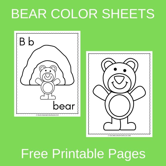 Bear theme color pages free