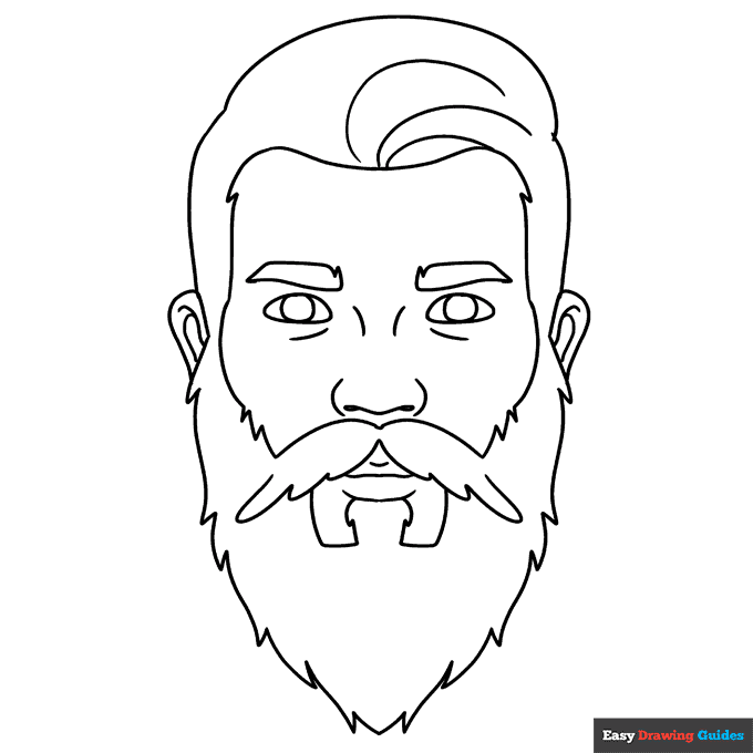 Beard coloring page easy drawing guides