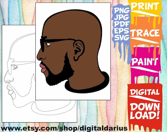 Beard man coloring pages bald man african svg printable adult coloring page printable paint canvas black history svg paint party