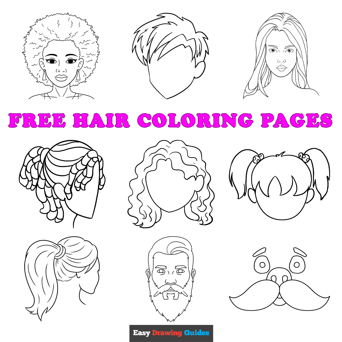 Free printable hair coloring pages for kids