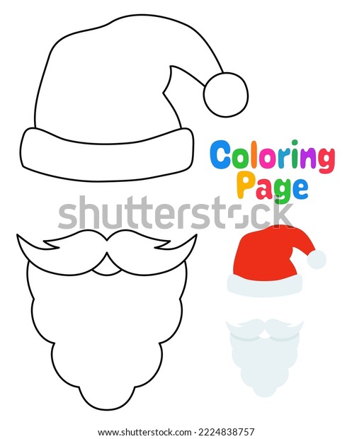 Coloring page beard christmas hat kids stock vector royalty free