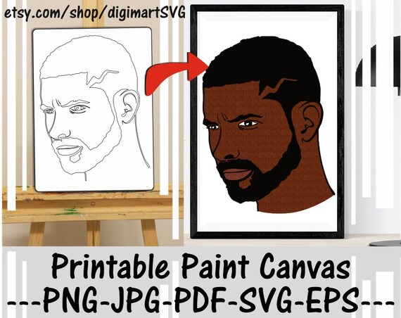 Beard man printable paint canvas afro coloring pages paint with a twist paint party adult printable coloring page paint sip digital