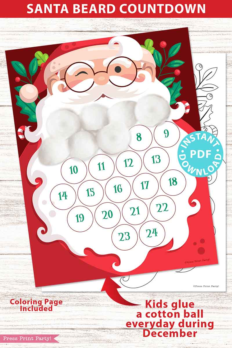 Santa beard countdown christmas advent calendar