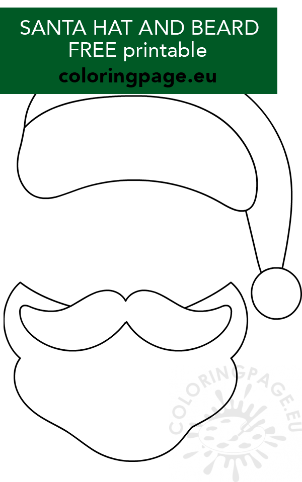 Santa hat mustache beard template coloring page