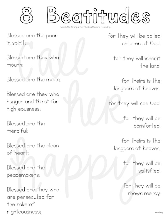 Beatitudes worksheet printable coloring page sheet liturgical year catholic resources for kids feast day prayer activities jesus instant download