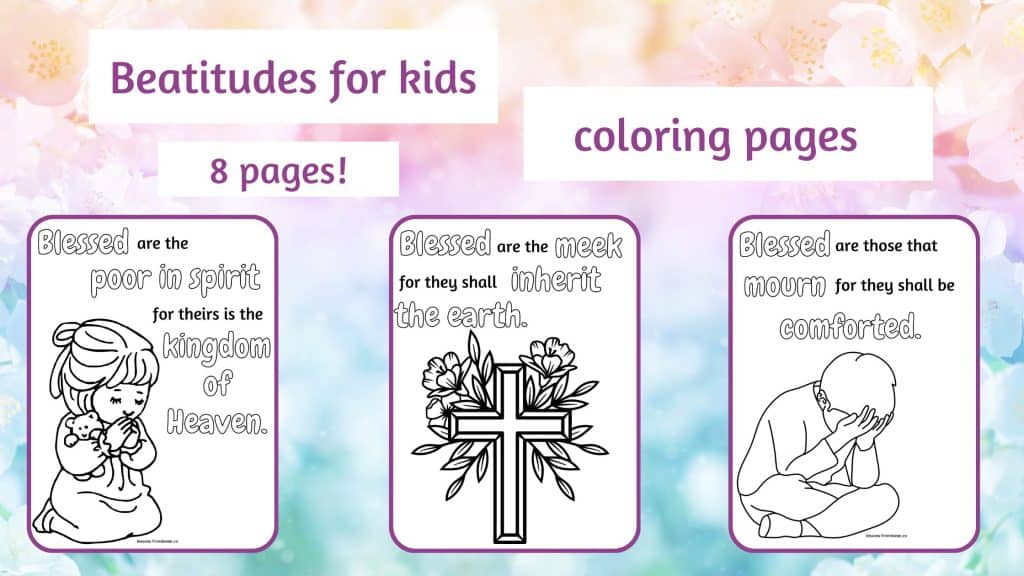 Beatitudes for kids simplified with loring pages