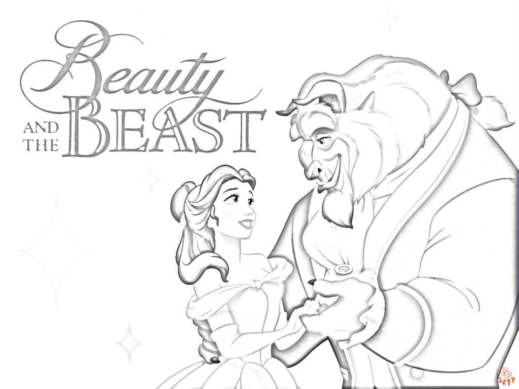 Free printable beauty and the beast coloring pages for kids