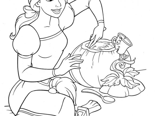 Free easy to print beauty and the beast coloring pages