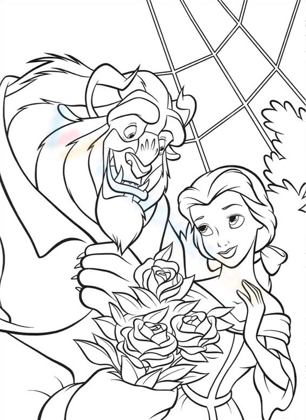 Free printable beauty and the beast coloring pages for kids