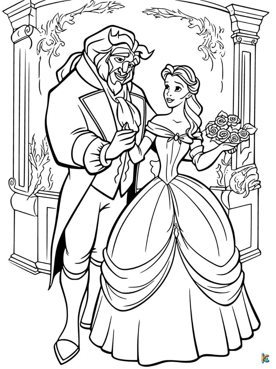 Beauty and the beast coloring pages â