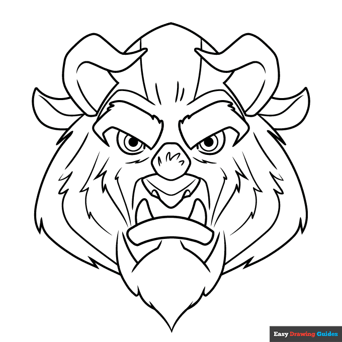 The beast from beauty and the beast coloring page easy drawing guides