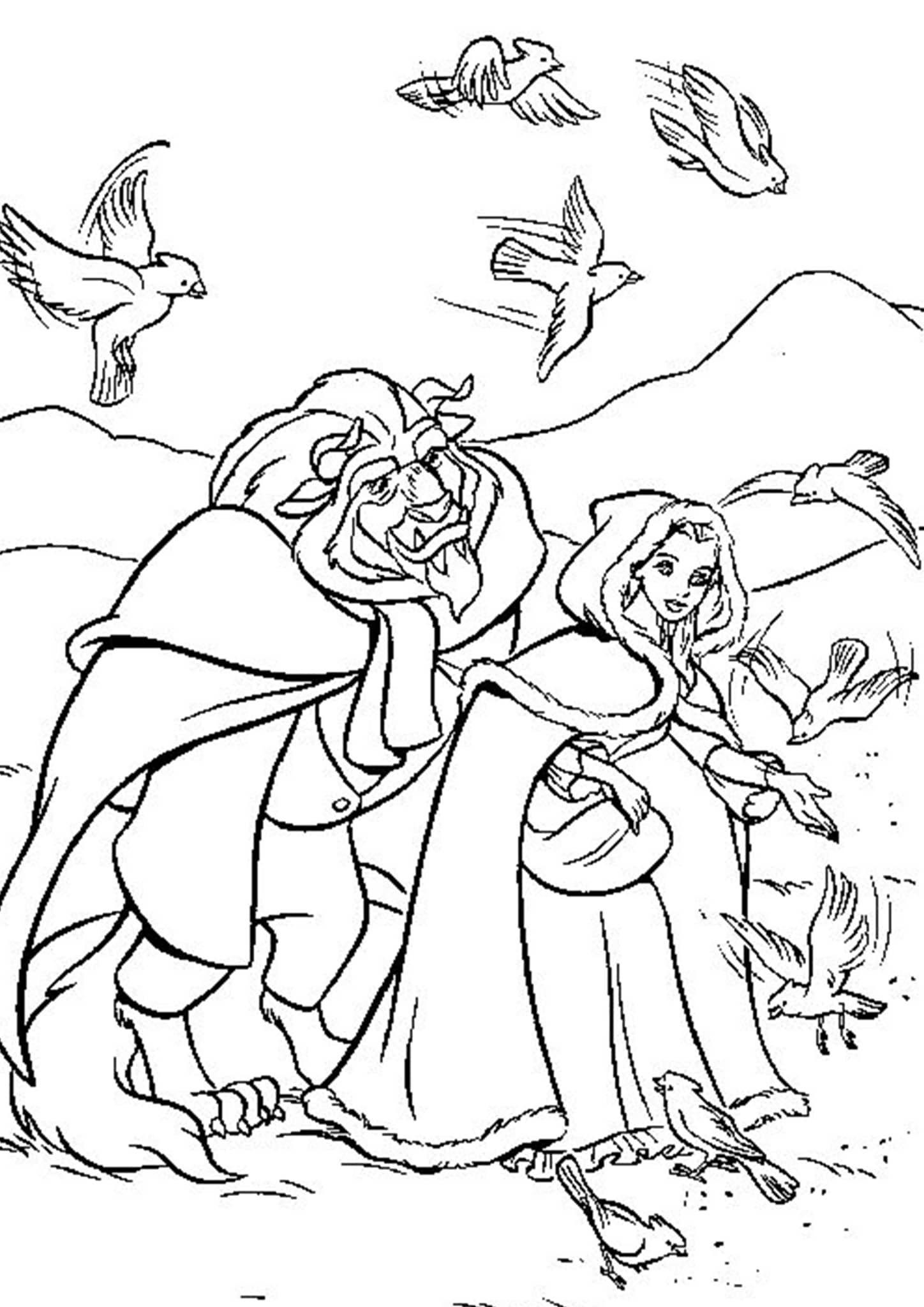 Free easy to print beauty and the beast coloring pages