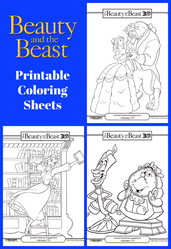 Free beauty and the beast coloring sheets
