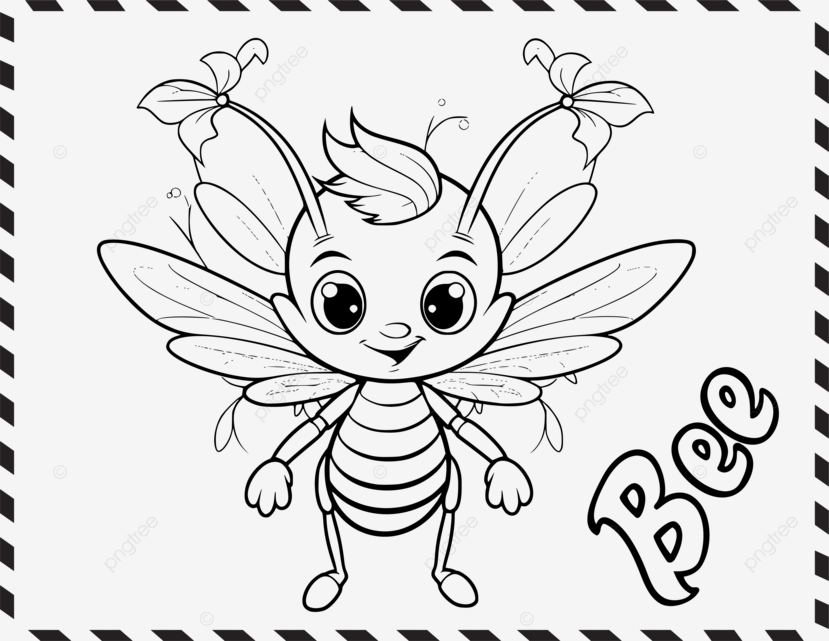 Cute bee coloring pages drawing for kids vector bee coloring pages for kids bee coloring pages printable coloring pages for school age png and vector with transparent background for free download